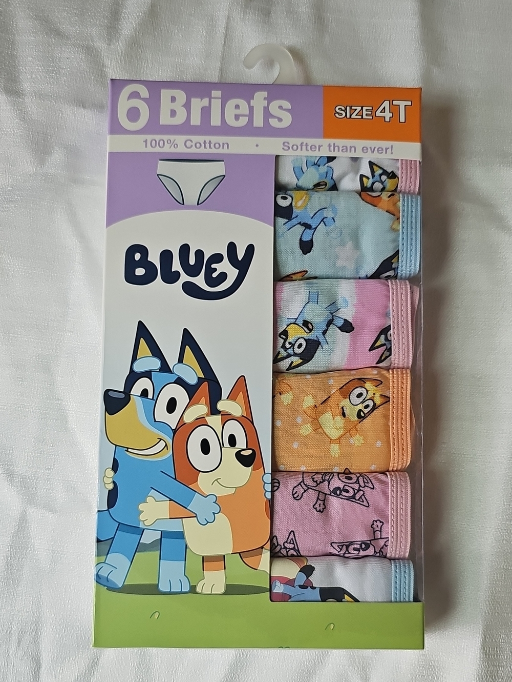 Bluey Toddler Girl Size 4T Briefs Underwear, 6-pack 100% Cotton
